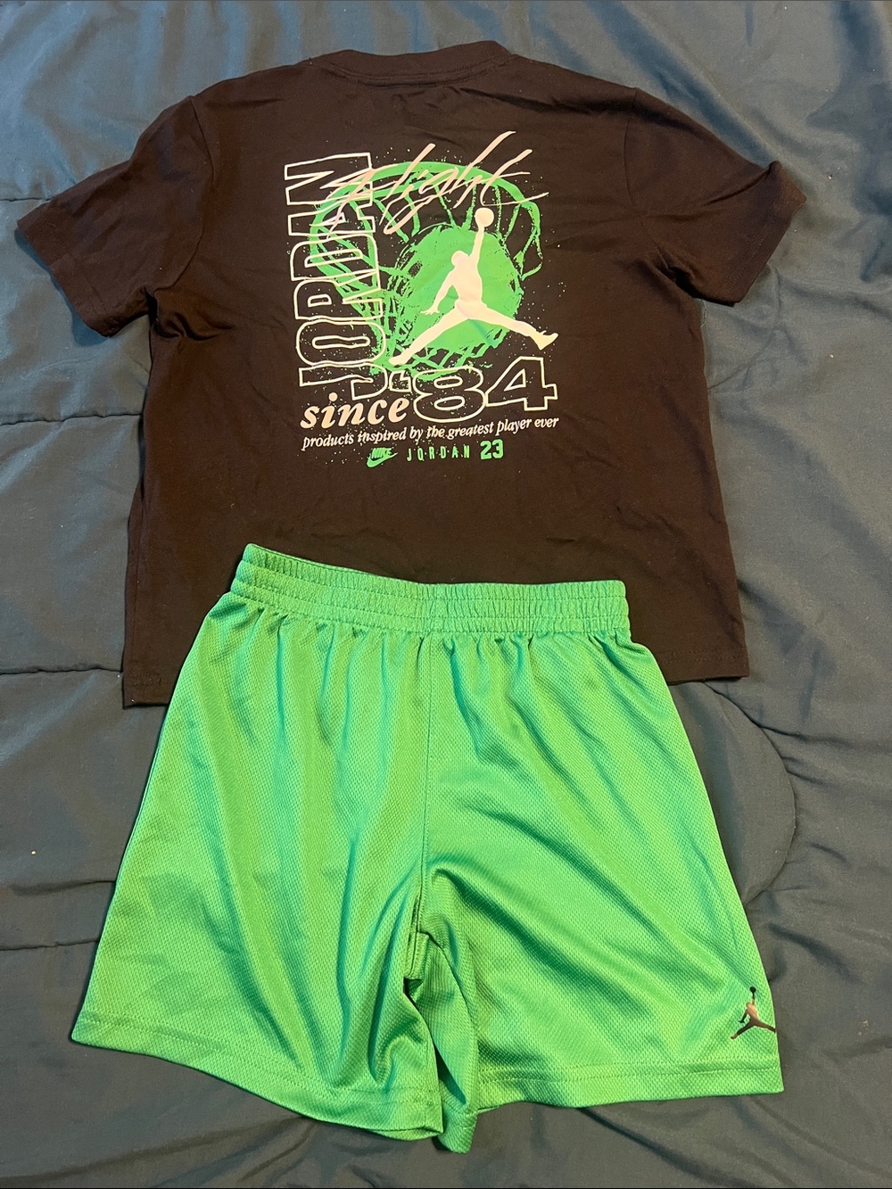 Jordan Neon Green Athletic Mesh Shorts with Jumpman
